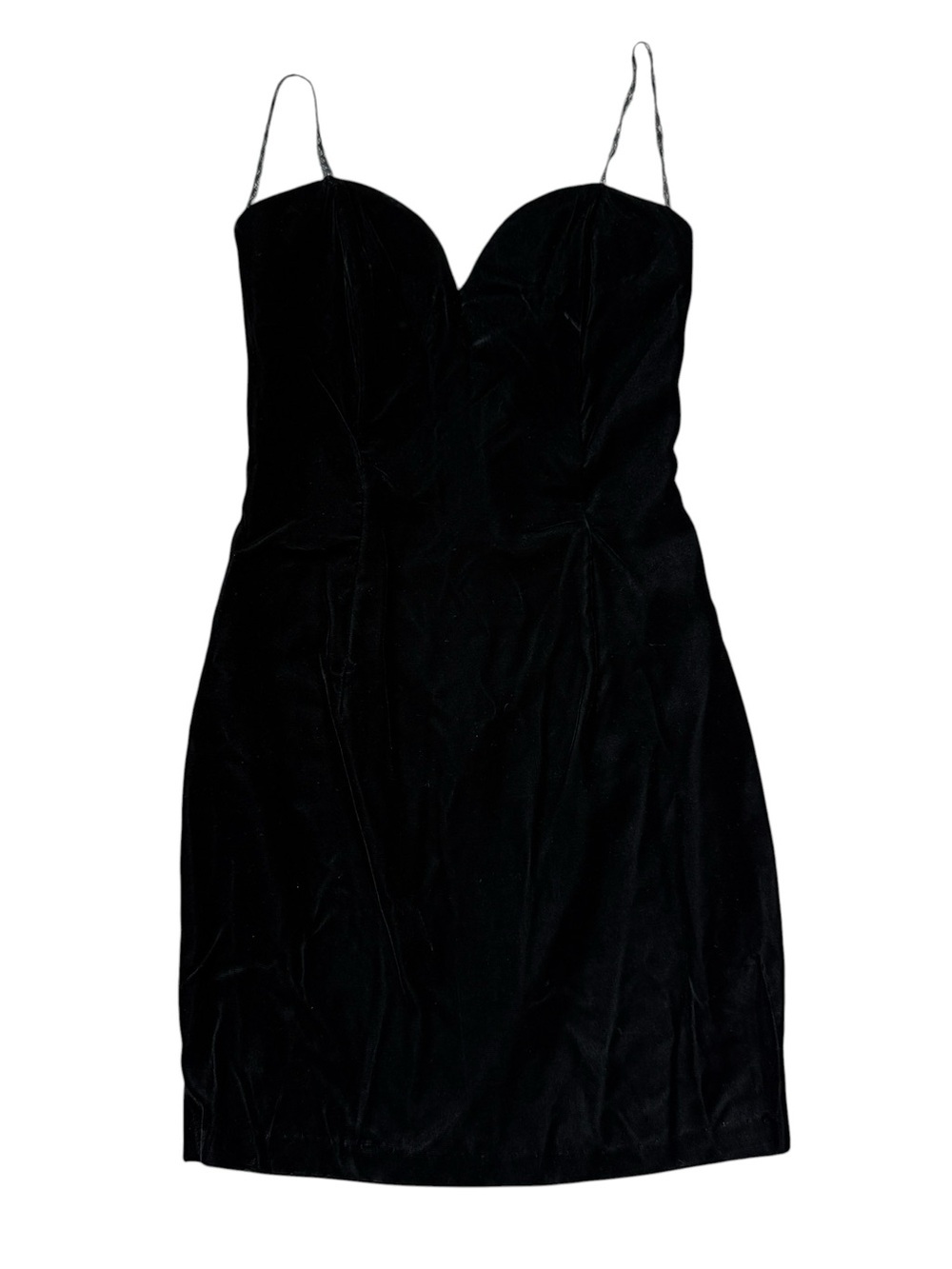 Vintage Roberta Black Velvet Mini Dress 90s Bombshell Spaghetti Strap Party S - Picture 2 of 13